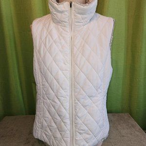 Reversible White / Grey faux fur Puffer Vest weatherproof size L